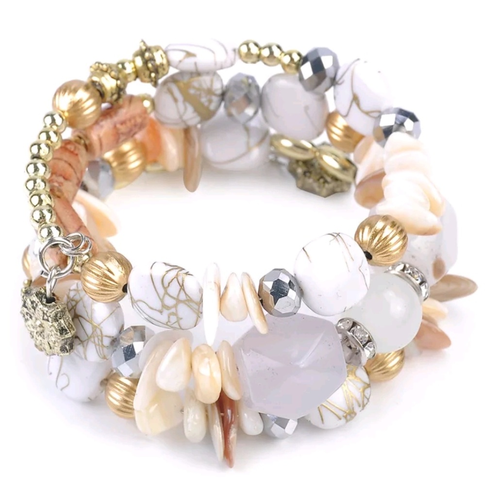 Natural Shell Stone Wrap Bracelet - Picture 1 of 4